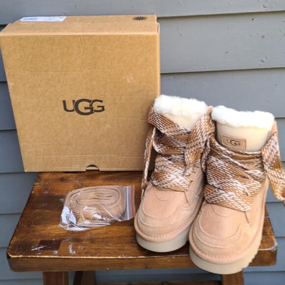 UGG Classic Hiehmel High Top Sneaker in Driftwood Suede Shearling NIB!  NEW! - Picture 1 of 15